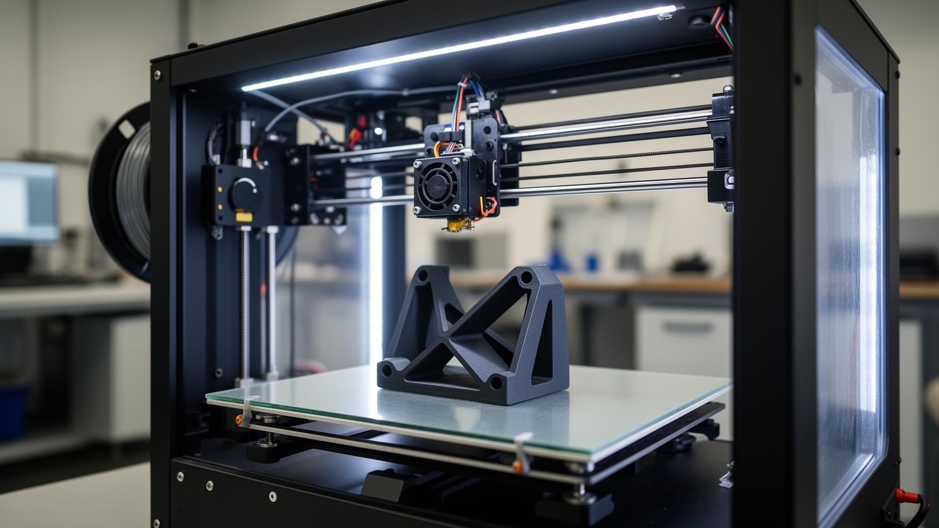 Industrial 3D printer creating precision part